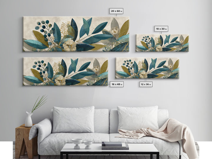 Olive Branch Wreath on Cream Ground Canvas Print, French Country Art, Minimalist Decor, Farmhouse Decor, Oil Painting, Country, FCA-3x1-38