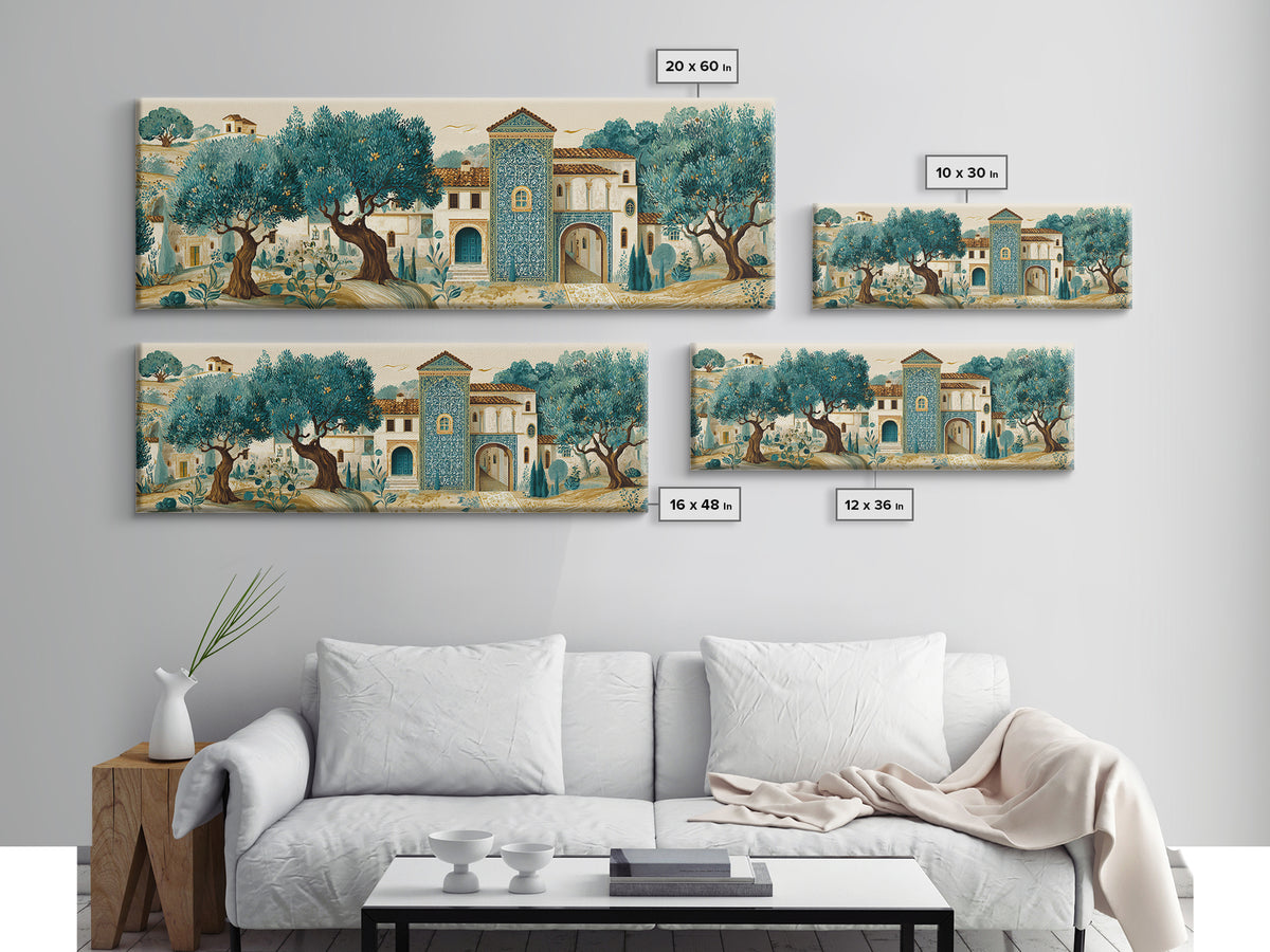 Sunlit Provence Olive Grove Canvas Print, French Country Art, Original Painting, Farmhouse Decor, Country, Coastal Wall Art, FCA-3x1-45
