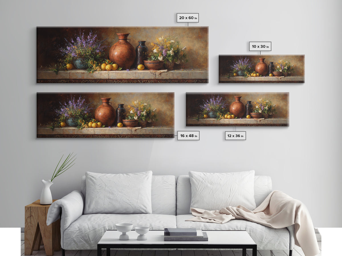 Antique Copper Pot and Flowers Still Life Canvas Print, French Country Art, Modern Decor, Farmhouse Decor, Country, FCA-3x1-64