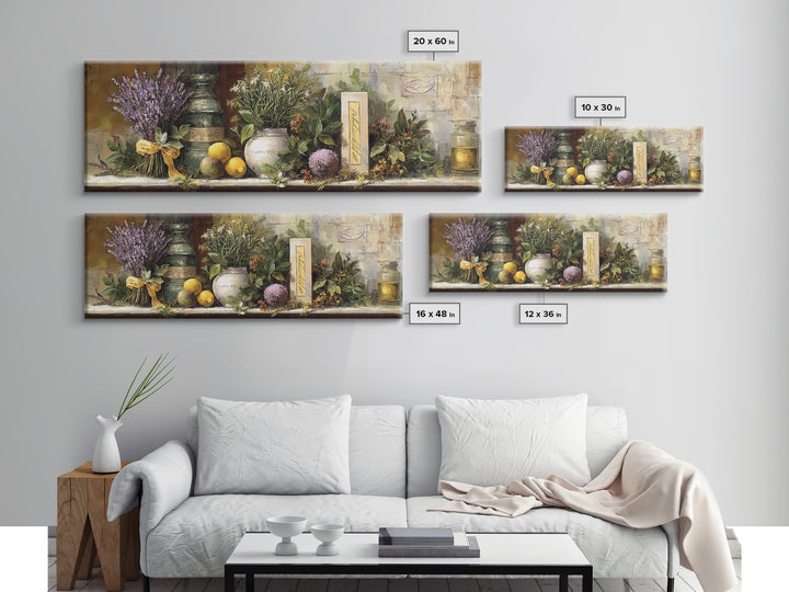 Farmhouse Kitchen Herbs Tied Framed Canvas Print, French Country Art, Digital Wall Art, Farmhouse Decor, Fine Art, Country, FCA-3x1-77