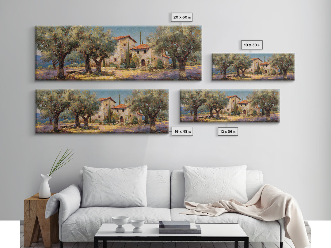 Sunlit Provence Olive Grove Canvas Print, French Country Art, Botanical Prints, Farmhouse Decor, Country, Digital Download Art, FCA-3x1-93