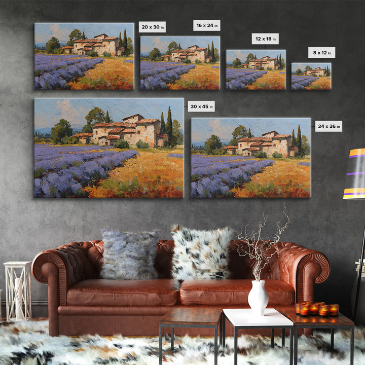 Lavender Field with Distant Stone Farmhouse Canvas Print, French Country Art, Printable Art, Farmhouse Decor, Fine Art, Country, FCA-3x2-29