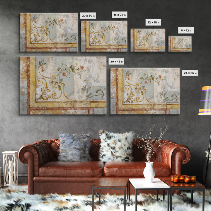 French Script Flourishes Without Readable Text Framed Canvas Print, French Country Art, Digital Art, Farmhouse Decor, Country, FCA-3x2-46