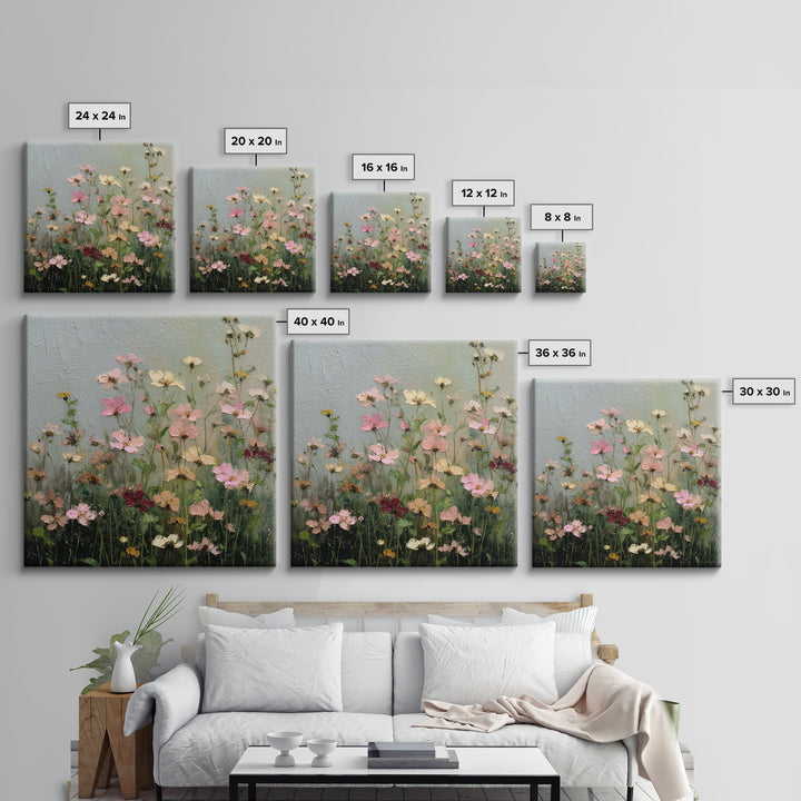Wildflower Meadow in Loose Impressionist Paint Canvas Print, Floral Art, Midcentury Modern, Living Room Decor, Fine Art, Bloom, FLO-1x1-3