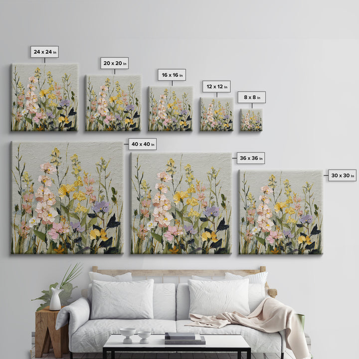 Wildflower Meadow in Loose Impressionist Paint Canvas Print, Floral Art, Art, Living Room Decor, Oil Painting, Bloom, FLO-1x1-99