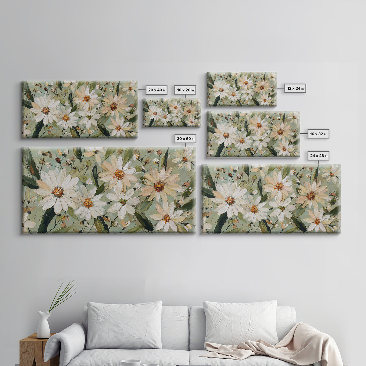 Wildflower Meadow in Loose Impressionist Paint Canvas Print, Floral Art, Mid Century Modern, Living Room Decor, Bloom, FLO-2x1-23