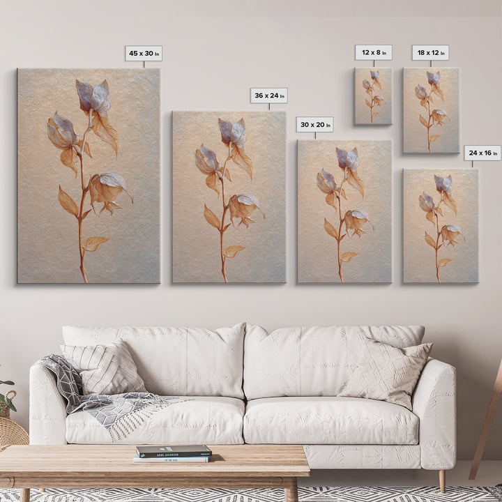 Orchid Stem with Elegant Negative Space Framed Canvas Print, Floral Art, Dark Academia Decor, Living Room Decor, Bloom, FLO-2x3-43