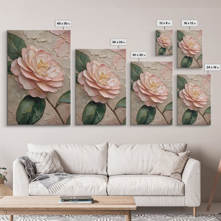Camellia Bloom with Glossy Leaves Canvas Print, Floral Art, Digital Art, Living Room Decor, Fine Art, Bloom, Floral Art Print, FLO-2x3-72