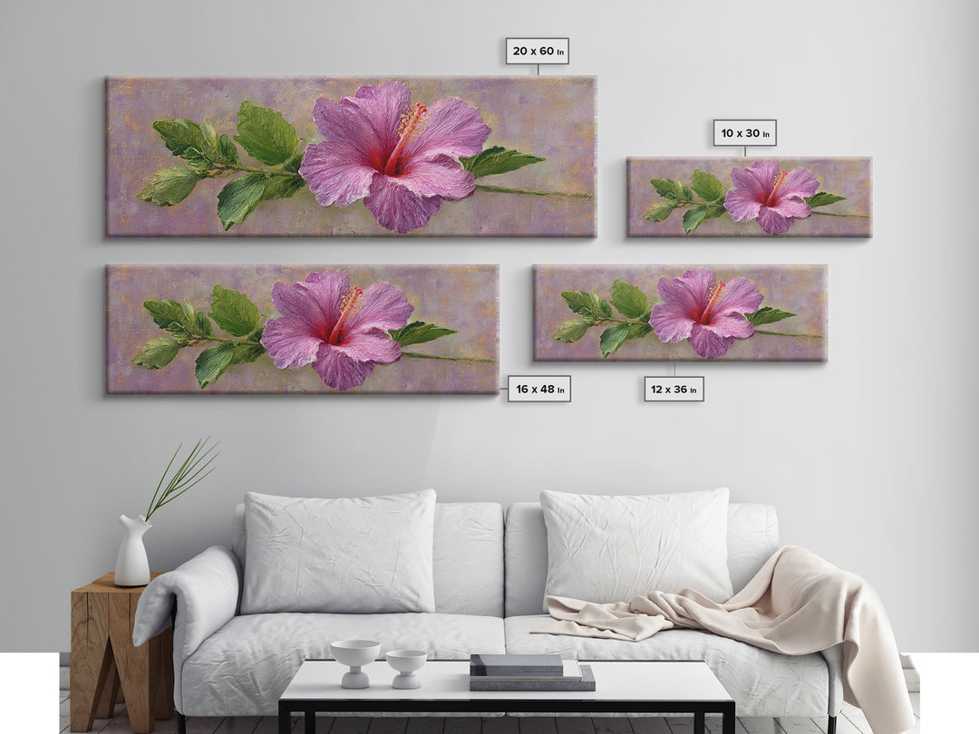 Hibiscus Flower with Tropical Brightness Canvas Print, Floral Art, Neutral Tone Abstract Floral Art, Living Room Decor, Bloom, FLO-3x1-11
