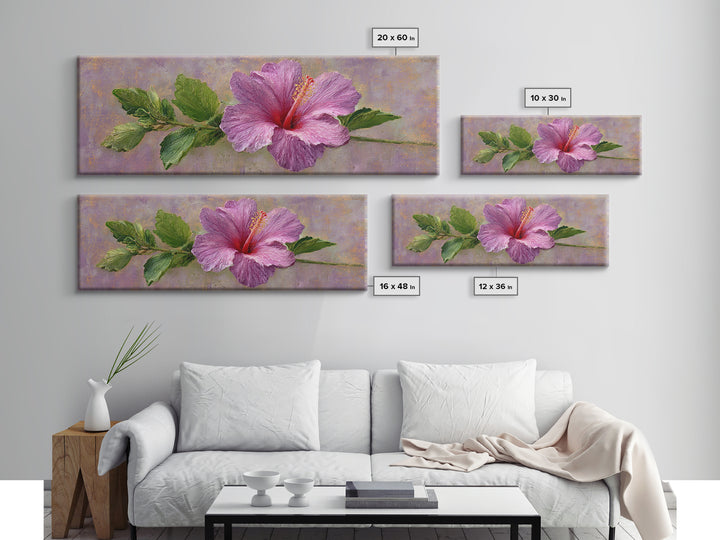 Hibiscus Flower with Tropical Brightness Canvas Print, Floral Art, Neutral Tone Abstract Floral Art, Living Room Decor, Bloom, FLO-3x1-11