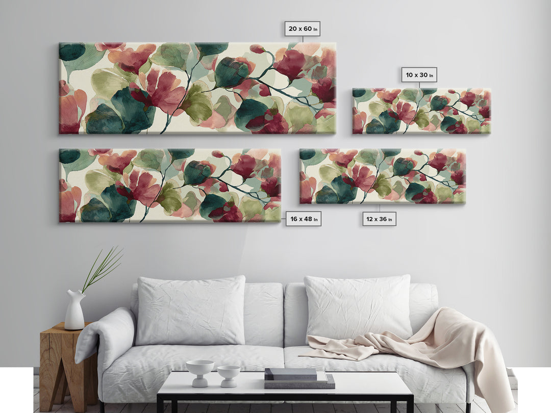 Abstract Flower Forms Framed Canvas Print, Floral Art, Peel Stick Wallpaper, Living Room Decor, Oil Painting, Bloom, FLO-3x1-82