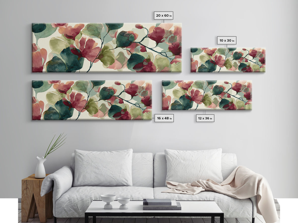 Abstract Flower Forms Framed Canvas Print, Floral Art, Peel Stick Wallpaper, Living Room Decor, Oil Painting, Bloom, FLO-3x1-82