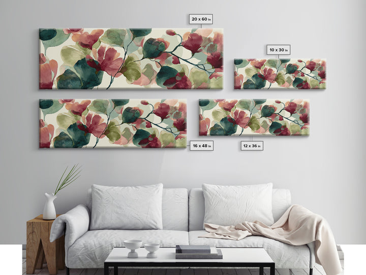 Abstract Flower Forms Framed Canvas Print, Floral Art, Peel Stick Wallpaper, Living Room Decor, Oil Painting, Bloom, FLO-3x1-82