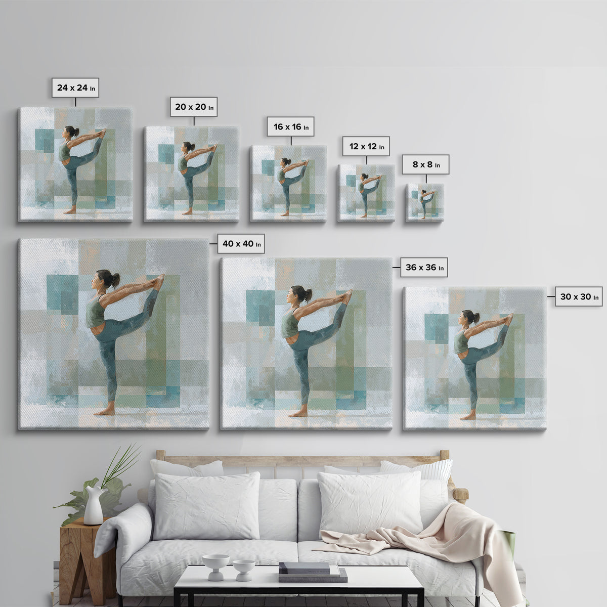 Female Athlete Stretching Framed Canvas Print, Fitness Studio Art, Aesthetic Room Decor, Gym Decor, Fine Art, Motion, FSA-1x1-27