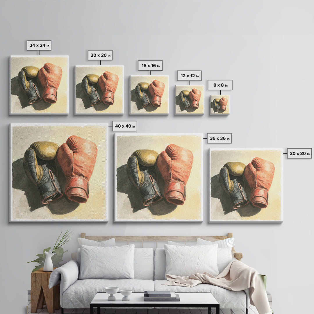Boxing Gloves Still Life Framed Canvas Print, Fitness Studio Art, Gym Poster, Gym Decor, Fine Art, Motion, Modern Decor, FSA-1x1-29