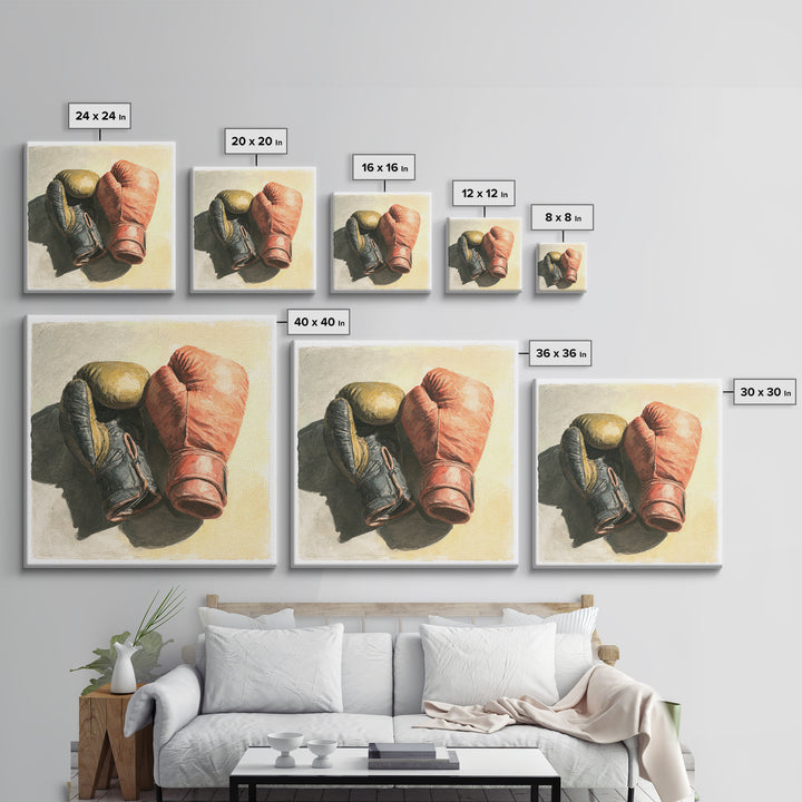 Boxing Gloves Still Life Framed Canvas Print, Fitness Studio Art, Gym Poster, Gym Decor, Fine Art, Motion, Modern Decor, FSA-1x1-29