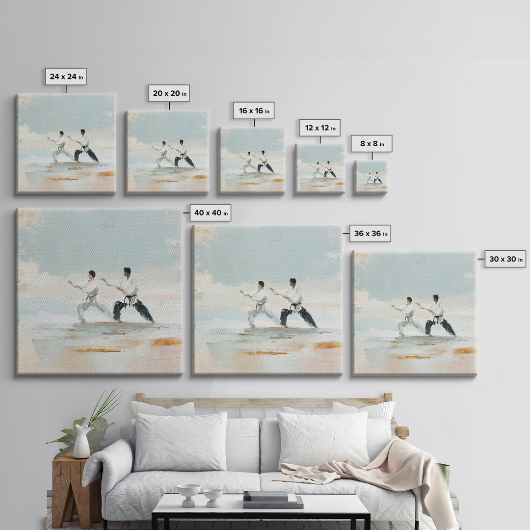 Martial Artist Pose Framed Canvas Print, Fitness Studio Art, Home Gym Decor, Gym Decor, Oil Painting, Motion, Home Gym Wall Art, FSA-1x1-43