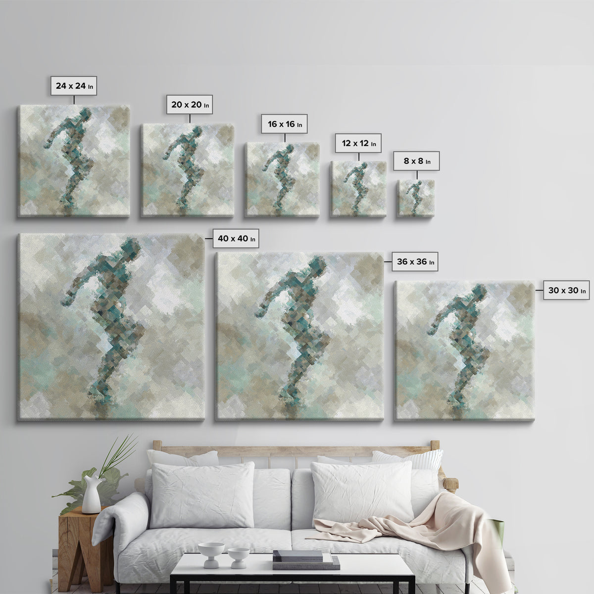 Abstract Human Figure Framed Canvas Print, Fitness Studio Art, Gym Poster, Gym Decor, Oil Painting, Motion, Modern Decor, FSA-1x1-74