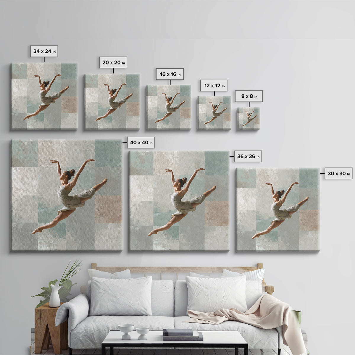 Dancer Leap with Painterly Energy Framed Canvas Print, Fitness Studio Art, Home Decor, Gym Decor, Fine Art, Motion, FSA-1x1-83