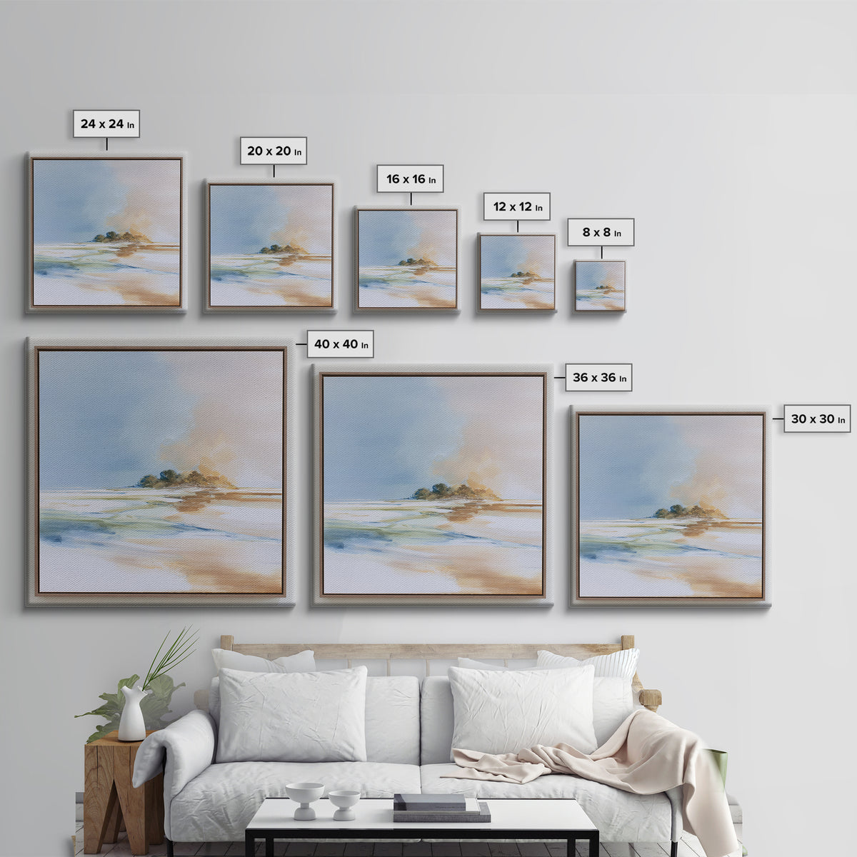 Tropical Trail Hike Landscape for Wellness Mood Framed Canvas Print, Fitness Studio Art, Dance Studio Decor, Gym Decor, Motion, FSA-1x1-93