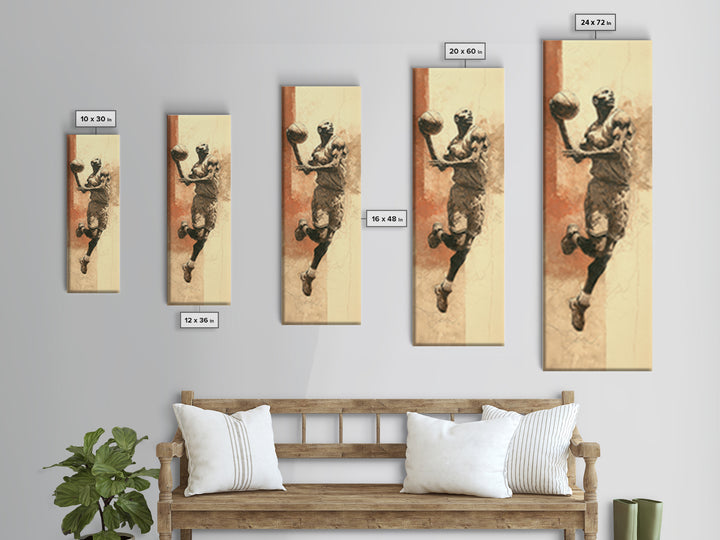 Basketball Player in Explosive Motion Canvas Print, Fitness Studio Art, Black and White Art, Gym Decor, Fine Art, Motion, FSA-1x3-10