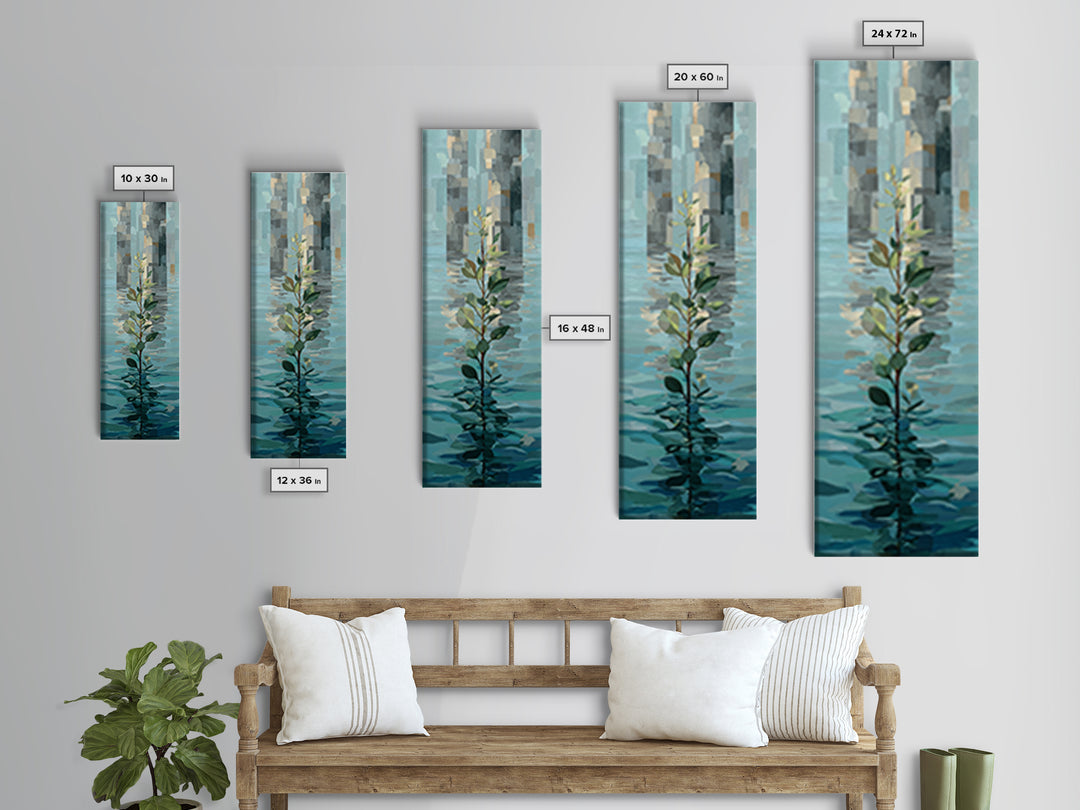 Rowing Oars Cutting Through Blue Water Framed Canvas Print, Fitness Studio Art, Physical Therapy Art, Gym Decor, Motion, FSA-1x3-24