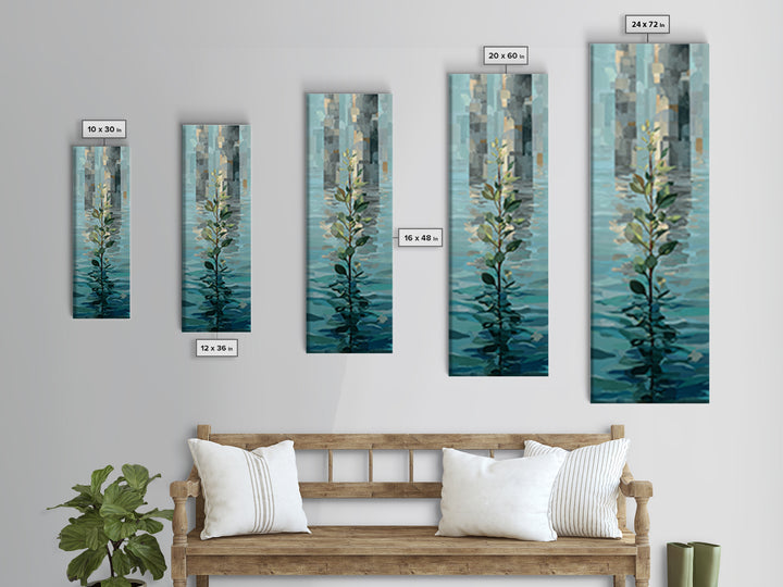 Rowing Oars Cutting Through Blue Water Framed Canvas Print, Fitness Studio Art, Physical Therapy Art, Gym Decor, Motion, FSA-1x3-24