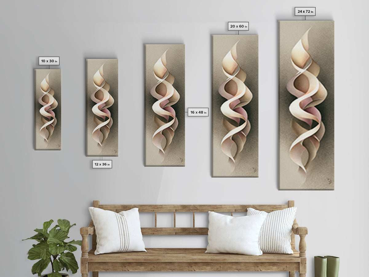Gymnast Ribbon Forming a Spiral Composition Canvas Print, Fitness Studio Art, Pelvic Floor Art, Gym Decor, Fine Art, Motion, FSA-1x3-35