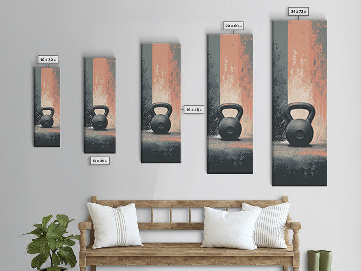 Kettlebell and Chalk Dust Canvas Print, Fitness Studio Art, Home Gym Sign, Gym Decor, Fine Art, Motion, Motivational Canvas, FSA-1x3-42