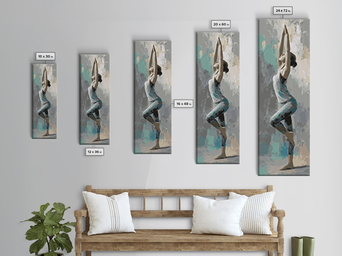 Yoga Warrior Pose Canvas Print, Fitness Studio Art, Wall Decor, Gym Decor, Fine Art, Motion, Contemporary Art, Wall Art, FSA-1x3-43