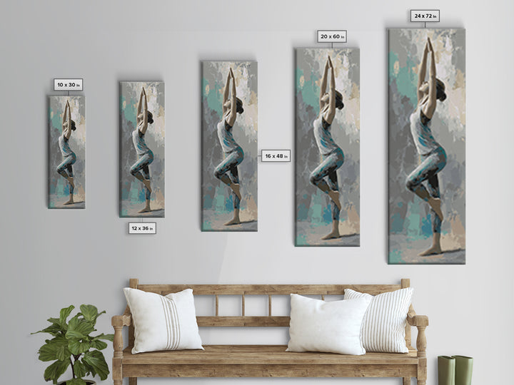 Yoga Warrior Pose Canvas Print, Fitness Studio Art, Wall Decor, Gym Decor, Fine Art, Motion, Contemporary Art, Wall Art, FSA-1x3-43