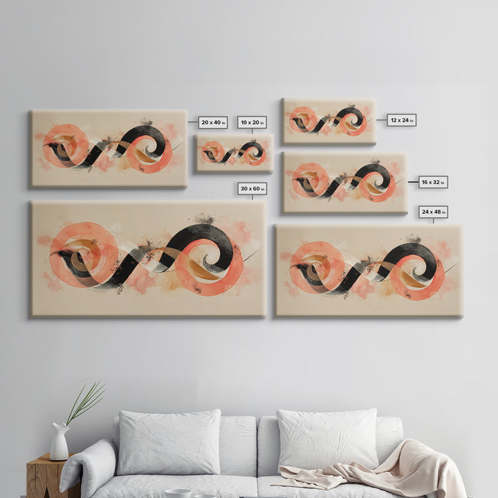 Gymnast Ribbon Forming a Spiral Composition Framed Canvas Print, Fitness Studio Art, Gym Poster, Gym Decor, Fine Art, Motion, FSA-2x1-19