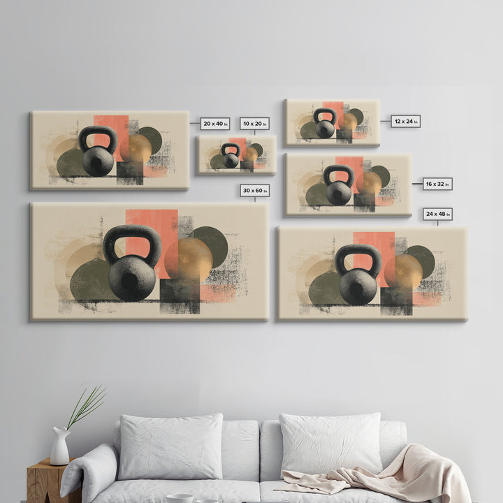 Kettlebell and Chalk Dust Canvas Print, Fitness Studio Art, Yoga Room Decor, Gym Decor, Abstract Art, Motion, Textured Painting, FSA-2x1-26