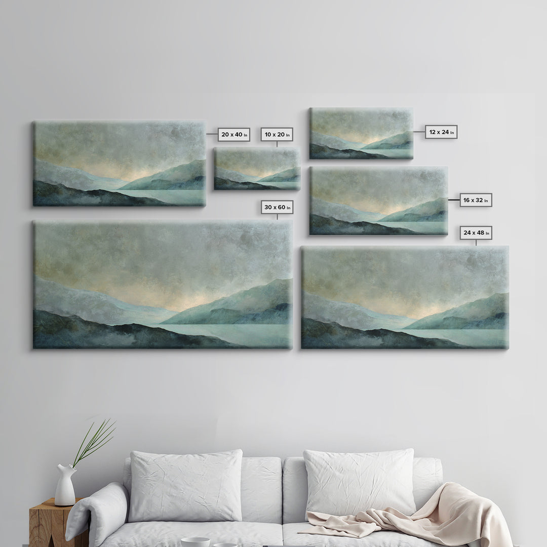 Sunrise over Mountains as Endurance Metaphor Framed Canvas Print, Fitness Studio Art, Aesthetic Room Decor, Gym Decor, Motion, FSA-2x1-92