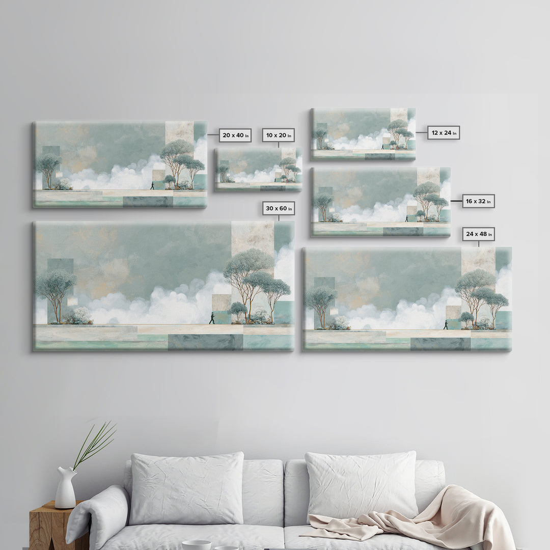 Runner Silhouette Breaking Through Morning Mist Canvas Print, Fitness Studio Art, Minimalist Decor, Gym Decor, Fine Art, Motion, FSA-2x1-93