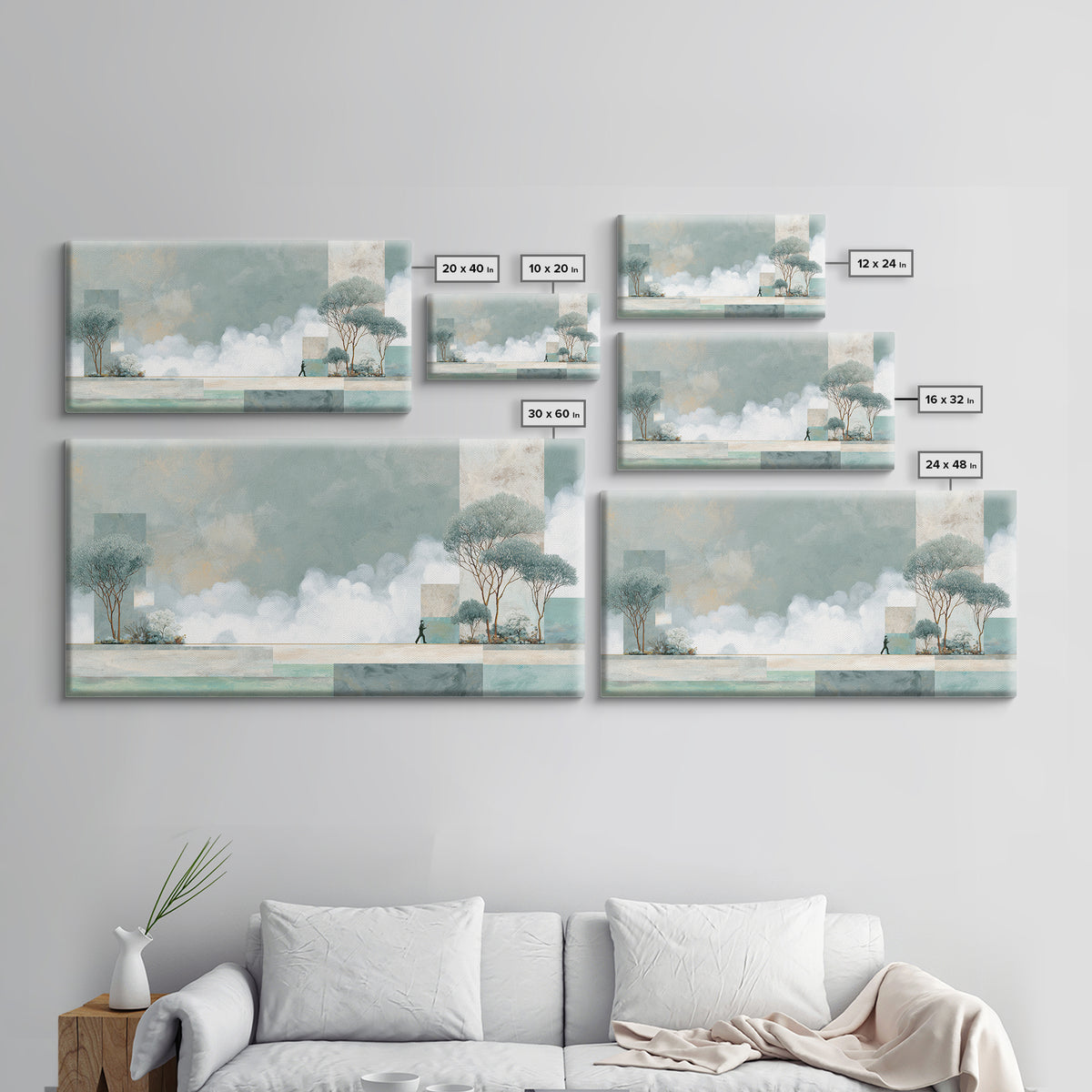 Runner Silhouette Breaking Through Morning Mist Canvas Print, Fitness Studio Art, Minimalist Decor, Gym Decor, Fine Art, Motion, FSA-2x1-93