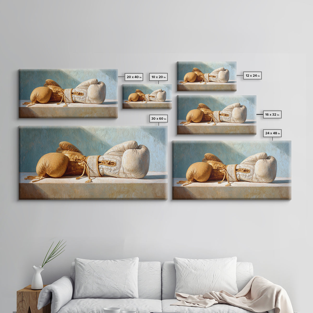 Boxing Gloves Still Life Framed Canvas Print, Fitness Studio Art, Contemporary Art, Gym Decor, Motion, Aesthetic Room Decor, FSA-2x1-97