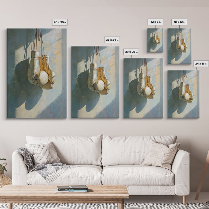 Boxing Gloves Still Life Framed Canvas Print, Fitness Studio Art, Neutral Decor, Gym Decor, Fine Art, Motion, Wall Art, FSA-2x3-13