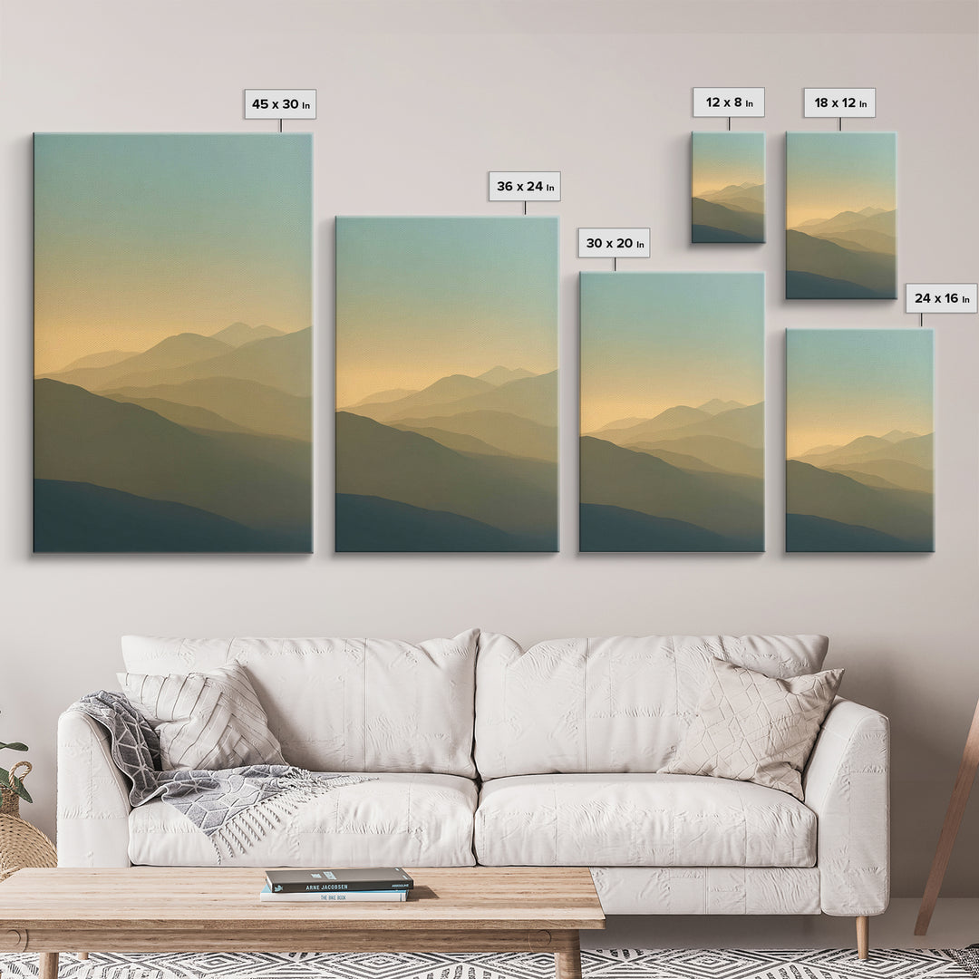 Sunrise over Mountains as Endurance Metaphor Framed Canvas Print, Fitness Studio Art, Gym Decor, Fine Art, Motion, Gym Wall Art, FSA-2x3-56