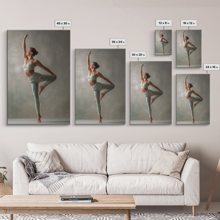 Female Athlete Stretching Framed Canvas Print, Fitness Studio Art, Dance Studio Decor, Gym Decor, Oil Painting, Motion, FSA-2x3-59