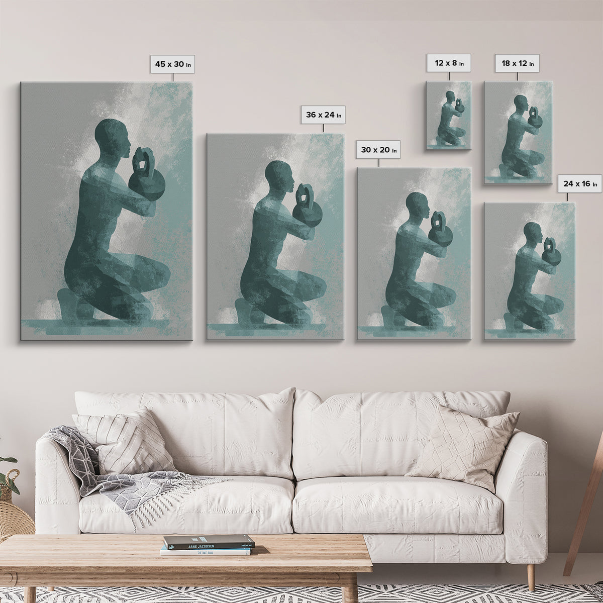 Kettlebell and Chalk Dust Canvas Print, Fitness Studio Art, Art Print, Gym Decor, Abstract Art, Motion, Motivational Poster, FSA-2x3-62