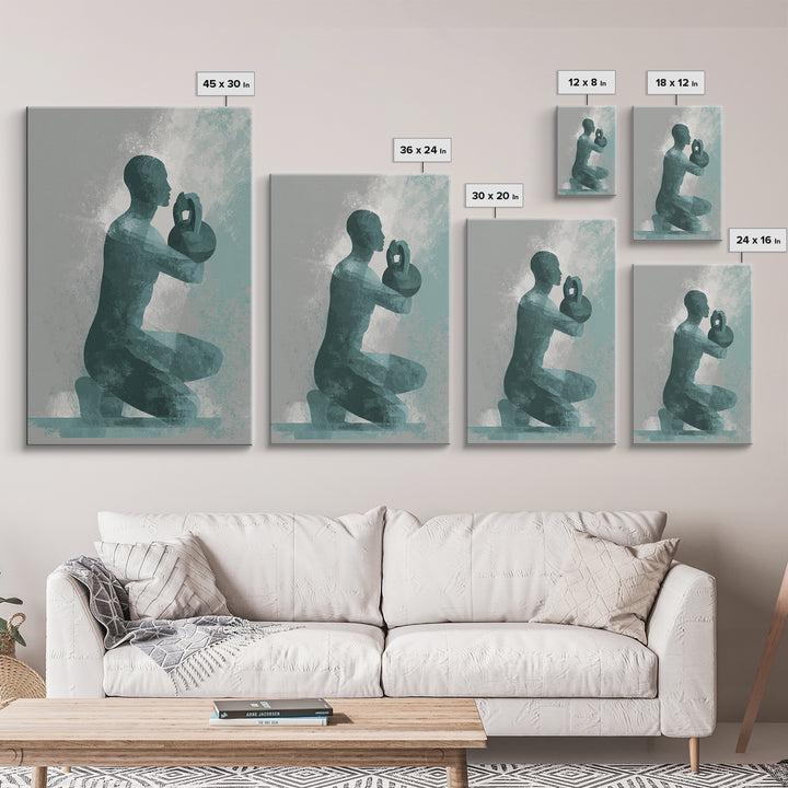 Kettlebell and Chalk Dust Canvas Print, Fitness Studio Art, Art Print, Gym Decor, Abstract Art, Motion, Motivational Poster, FSA-2x3-62