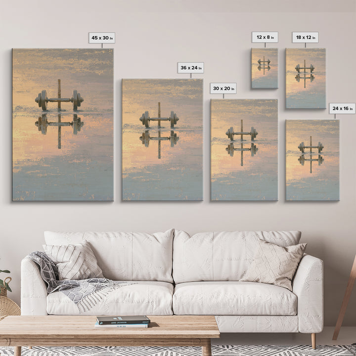Barbell Plate Study Canvas Print, Fitness Studio Art, Pilates Poster, Gym Decor, Oil Painting, Motion, Statement Artwork, FSA-2x3-72