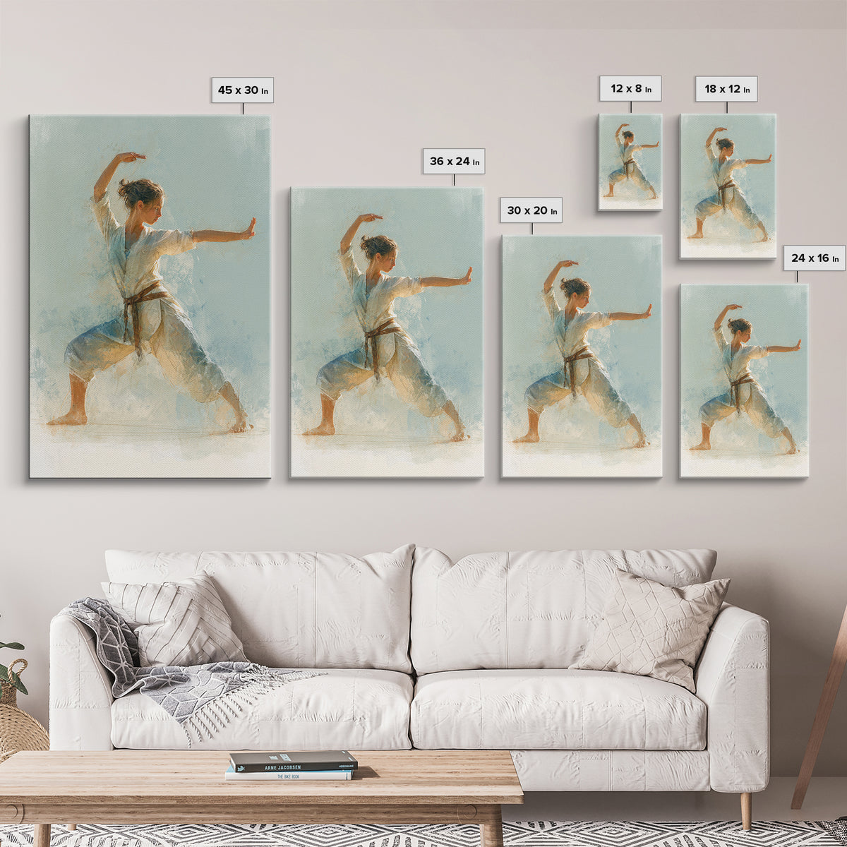 Martial Artist Pose Framed Canvas Print, Fitness Studio Art, Motivational Canvas, Gym Decor, Fine Art, Motion, FSA-2x3-75