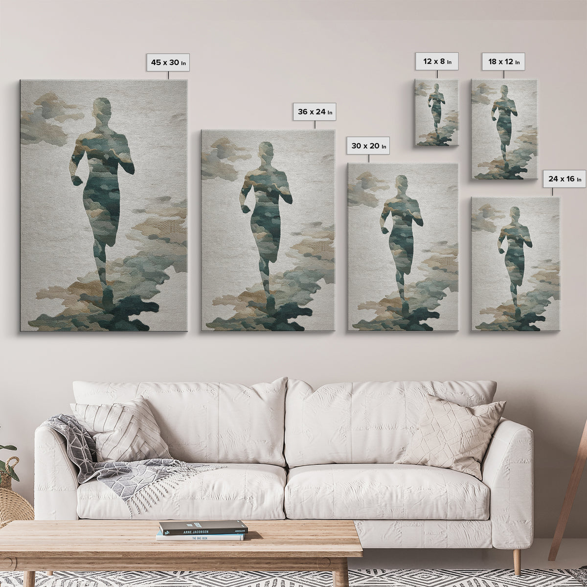 Runner Silhouette Breaking Through Morning Mist Canvas Print, Fitness Studio Art, Wall Decor, Gym Decor, Fine Art, Motion, FSA-2x3-9