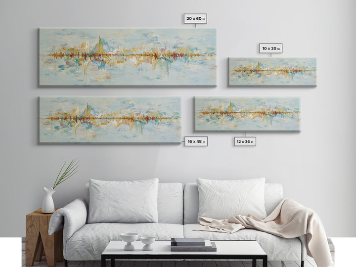 Abstract Heartbeat Line Through Color Fields Framed Canvas Print, Fitness Studio Art, Textured Painting, Gym Decor, Motion, FSA-3x1-9