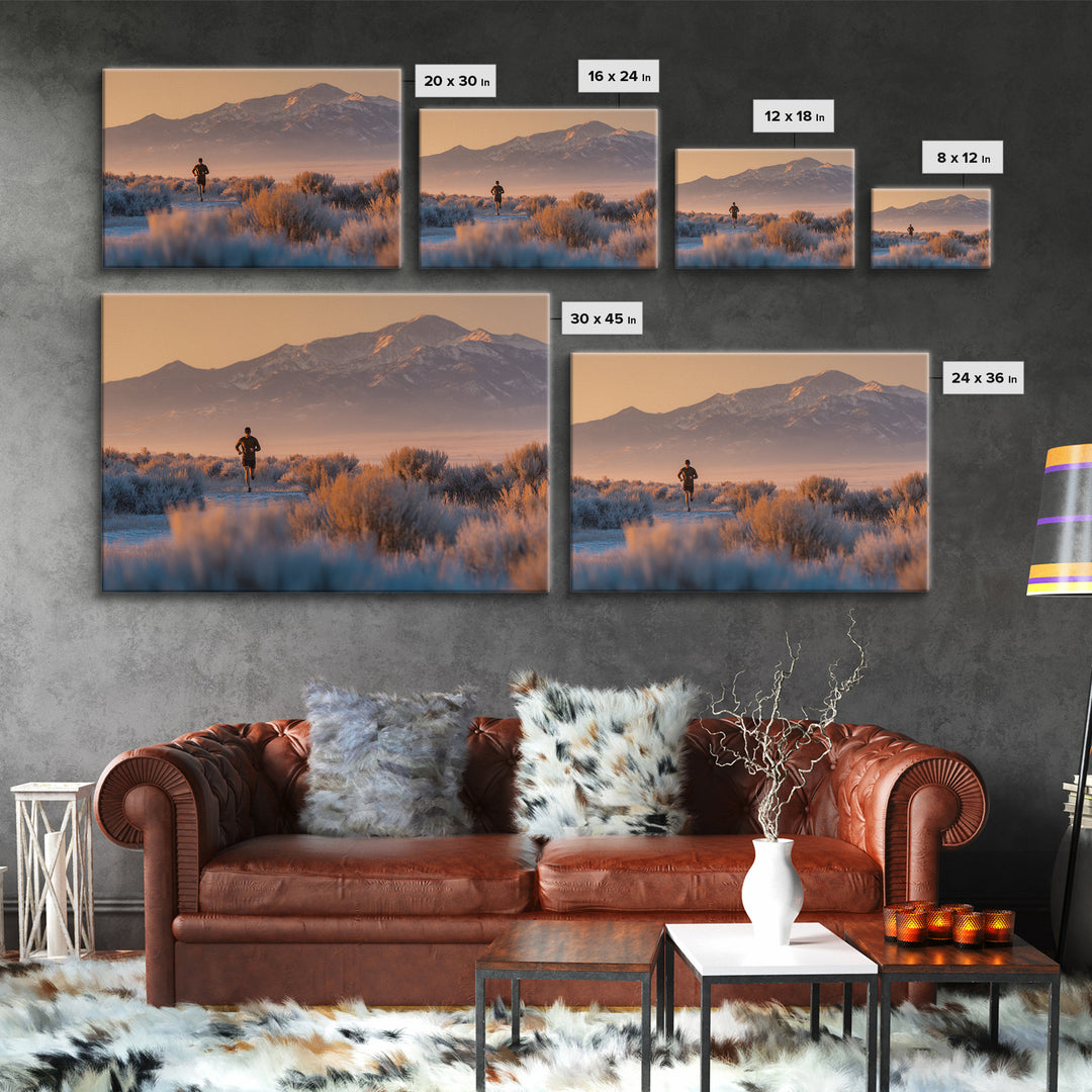 Mountain Trail Runner Canvas Print, Fitness Studio Art, Minimalist Decor, Gym Decor, Oil Painting, Motion, Modern Wall Decor, FSA-3x2-32