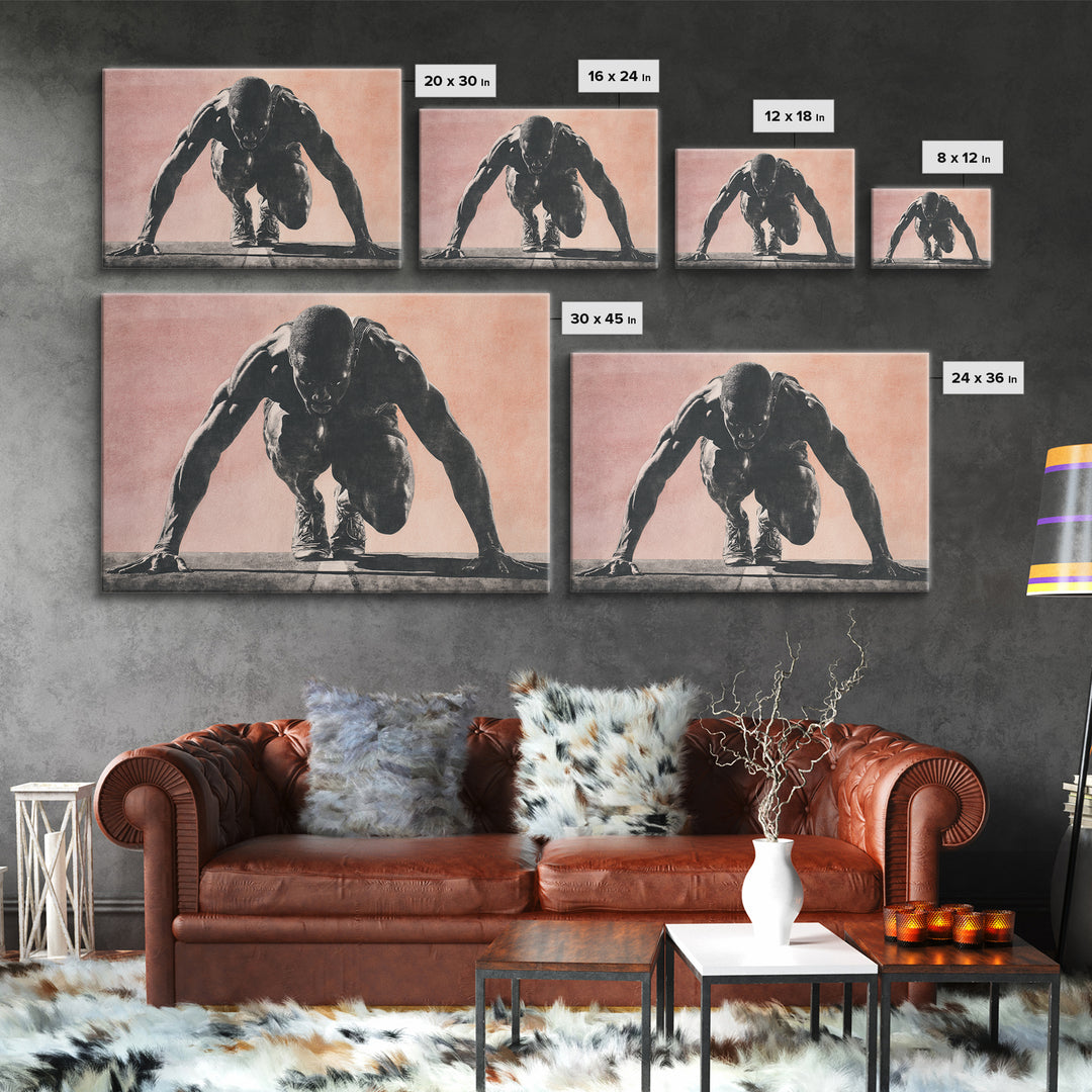 Sprinter Start Position Canvas Print, Fitness Studio Art, Metal Wall Art, Gym Decor, Fine Art, Motion, Home Gym Decor, FSA-3x2-42