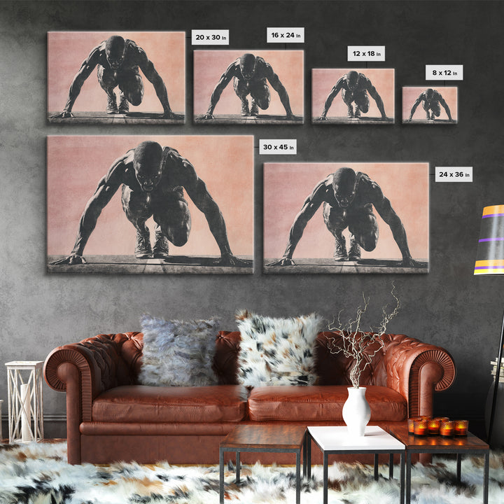 Sprinter Start Position Canvas Print, Fitness Studio Art, Metal Wall Art, Gym Decor, Fine Art, Motion, Home Gym Decor, FSA-3x2-42
