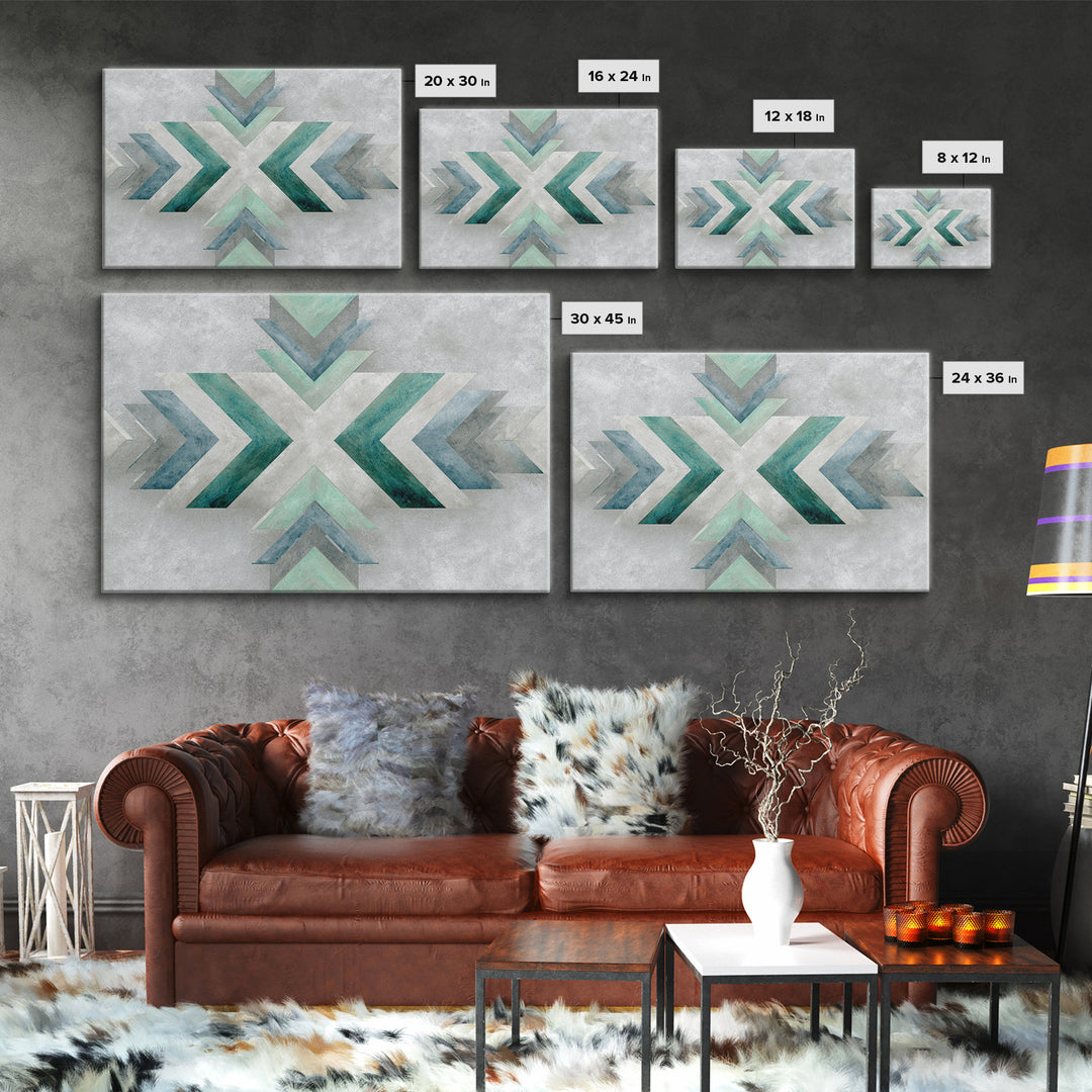 Minimal Motivational Symbol Using Arrows and Shapes Framed Canvas Print, Fitness Studio Art, Fitness, Gym Decor, Abstract Art, FSA-3x2-65